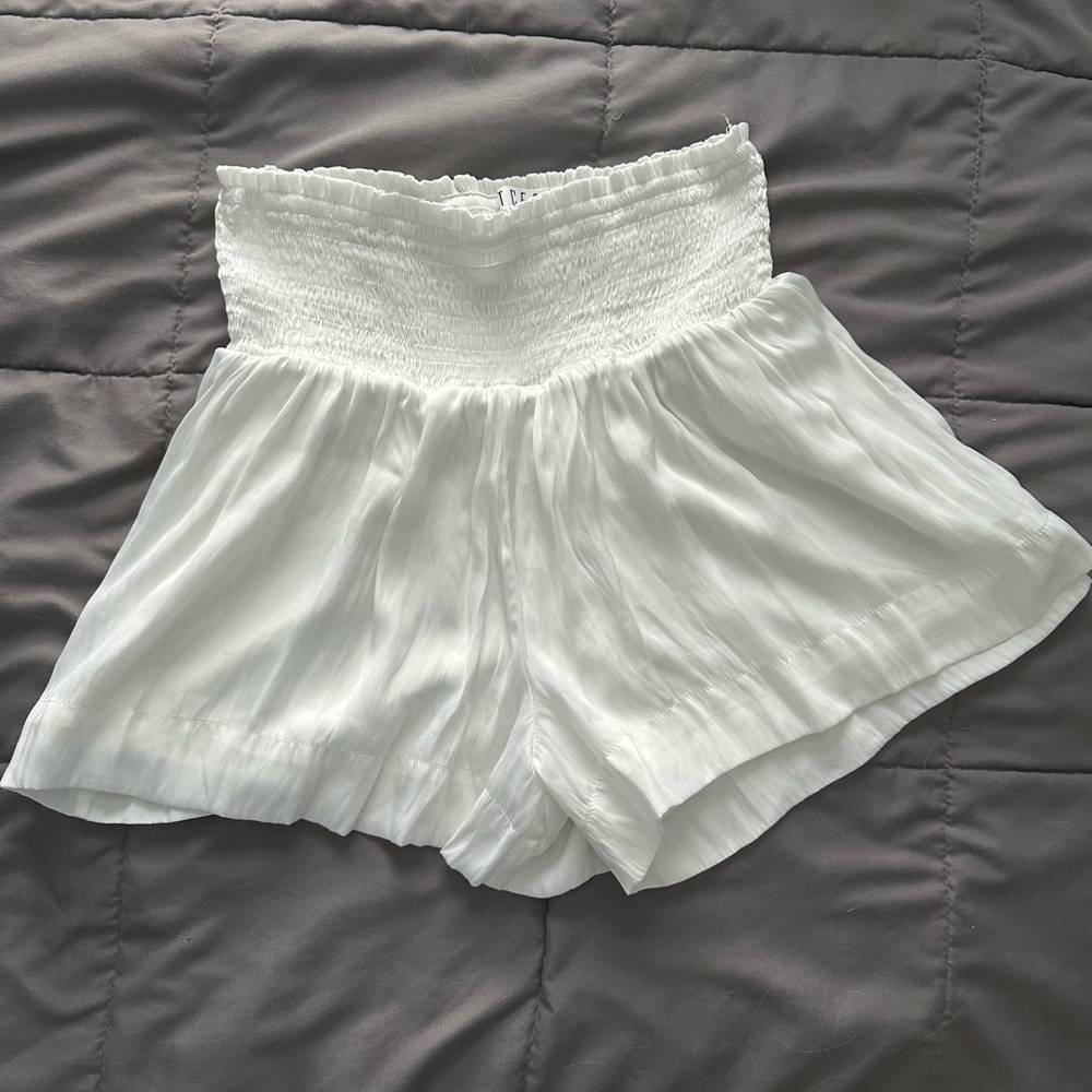 Women's White Smocked Shorts